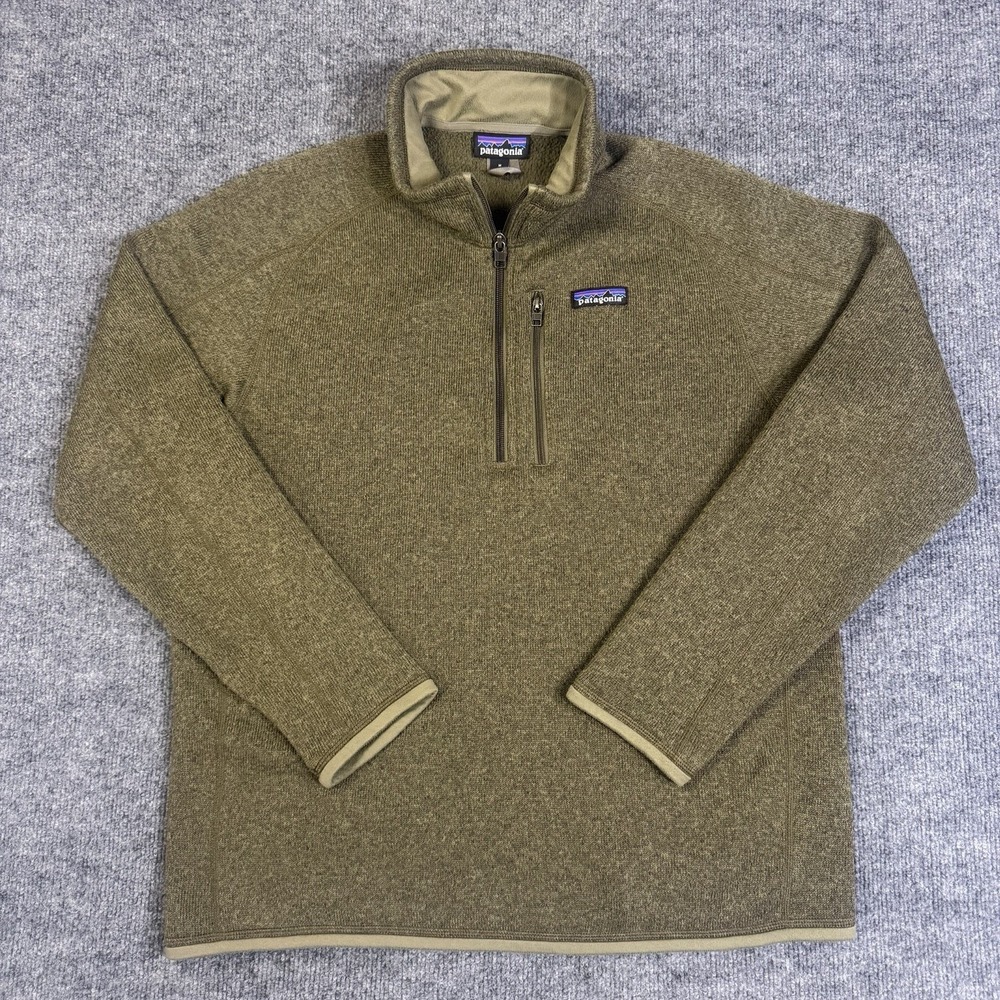 Patagonia Sweater Mens Medium Olive Green Fleece FA19 1/4 Quarter Zip Pullover